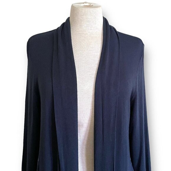 J Jill Womens Charcoal Gray Cardigan Sz L Open Front Drapy Lightweight Knit - Picture 3 of 6